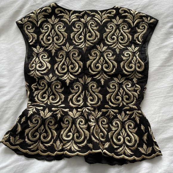 Zara Peplum Gold Embroidered Beaded Top size S - Picture 2 of 2
